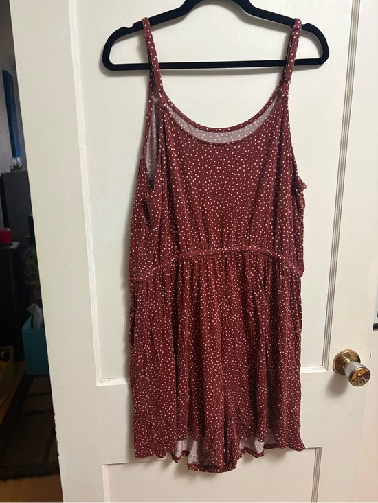 torrid Pants - Spotted Rust Red and White Polka Dot Romper